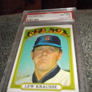 .1972 Topps Lew Krausse #592 Baseball Card, Graded of 8 (PSA) NM-Mint, Red Sox